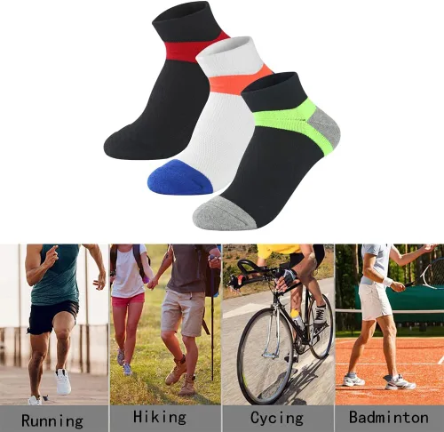 Miniatura 7 de 3 Pairs Men Compression Socks Thicken Ventilation Sweat-absorbent Support for Badminton Athletic Running Cycling