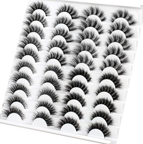 Miniatura 633 de Pooplunch - Pestañas postizas finas de visón sintético, estilo ojo de gato, naturales, cruzadas, tipo racimo, efecto 8D de volumen, tiras