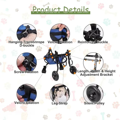 Miniatura 2 de Lightweight Portable Dog Wheelchair, 2-Wheel Pet Stroller, Breathable Mobility Aid for Small Dogs with Back Leg Support,M