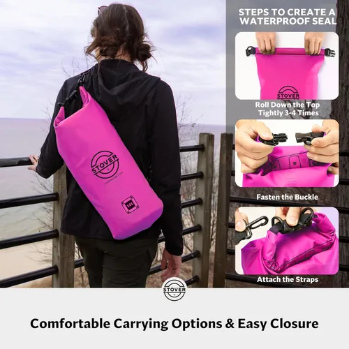 Miniatura 5 de STOVER 5/10/25/30/40/55L Waterproof Dry Bag- Roll-Top Backpack w/Phone Case- Kayaking, Hiking, Camping, Boating- Men/Women