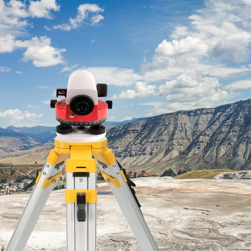 Miniatura 8 de Trípode de topografía, trípode de levantamiento de aluminio con abrazadera rápida de cabeza plana de 11 roscas de 5/8 pulgadas para estación total