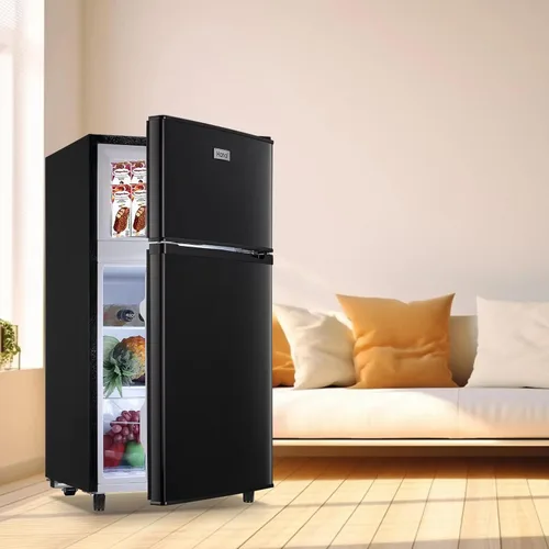 Miniatura 7 de WANAI - Refrigerador compacto de 3.5 pies cúbicos, diseño de 2 puertas, termostato ajustable, estantes ajustables y extraíbles, adecuado