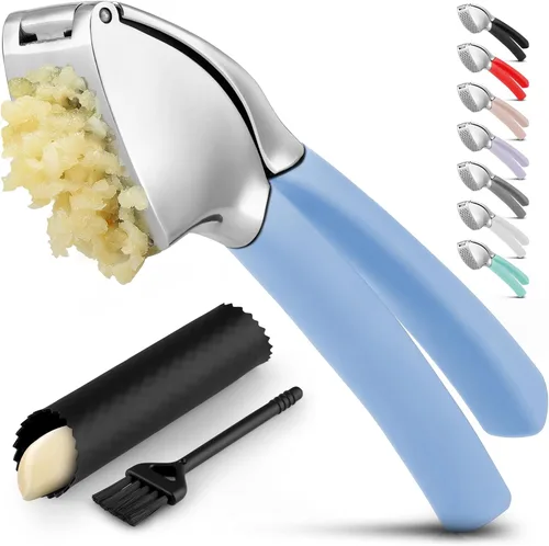 Miniatura 8 de Zulay Kitchen Comfort Grip Prensa de ajos, herramienta para picar ajos, trituradora de ajos, prensa de ajo a prueba de óxido, con mango ergonómico