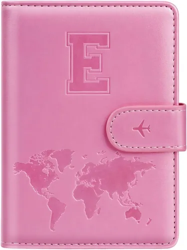 Miniatura 62 de Funda para Pasaporte Personalizada con Letra de la A a la Z, Billetera de Viaje con Bloqueo RFID, Funda para Pasaporte, Estuche para Pasaporte