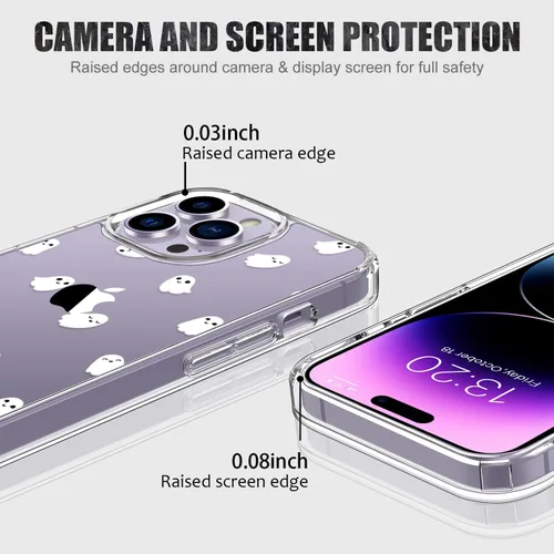 Miniatura 3 de LUHOURI Funda diseñada para iPhone 14 Pro Max con protector de pantalla, acrílico transparente para mujeres y niñas, funda protectora de ajuste