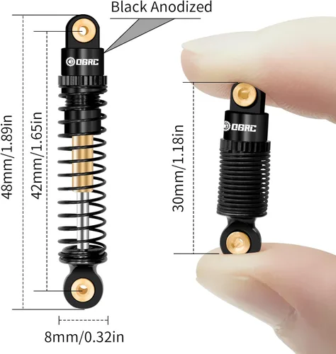 Miniatura 6 de OGRC Amortiguadores de Aluminio Delanteros y Traseros Amortiguadores RC para Axial SCX24 C10 JLU Deadbolt Gladiator Bronco Piezas de Mejora (Negro)