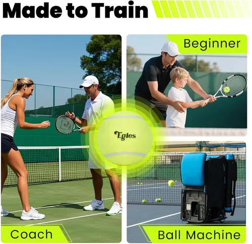 Miniatura 7 de Egles Paquete de 12/20/60 pelotas de tenis para entrenamiento y perros, pelota de tenis de práctica de alta elasticidad con bolsa de malla
