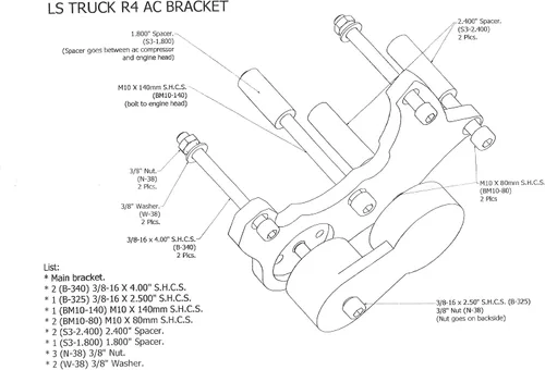 Miniatura 9 de Soporte de CA LS, soporte de CA LS R4 para Chevy GMC 1999-2013 LS LQ LS2 LS3 LS6