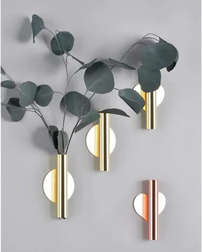 Miniatura 4 de 2 jarrones de pared de metal, tubo de flores de pared, tubo de flores montado en la pared para exhibición de flores, moderno soporte para flores