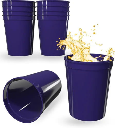 Miniatura 95 de PartyPrints Paquete de 100 vasos de plástico en blanco reutilizables de 10 a 12 onzas, vasos de estadio a granel, sin BPA, aptos para lavavajillas