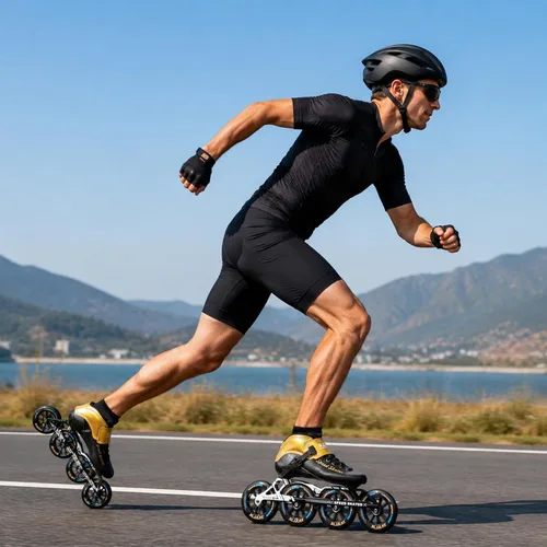 Miniatura 6 de Patines de velocidad en línea para adultos para hombres y mujeres, patines profesionales de fitness y carreras para adultos, patinaje de alto Negro