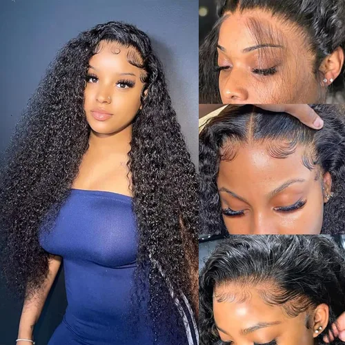Miniatura 13 de Pelucas de encaje frontal con onda de agua de cabello humano, sin pegamento, para mujeres, densidad del 180%, de 13x6 pulgadas, con cabello