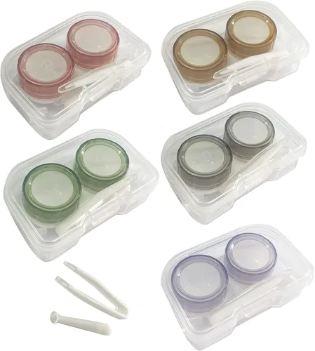 Fundas para lentes de contacto, colorido soporte para lentes de contacto, estuche de contacto transparente, mini lente de contacto portátil para