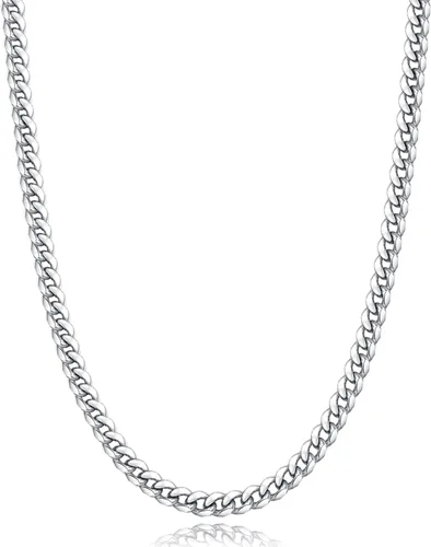 Momlovu Silver Chain Gold Chain for Men Boys, 18K Gold Plated Men's Necklaces Chain Cuban Link Chain for Men 4mm6mm 1820222426inch