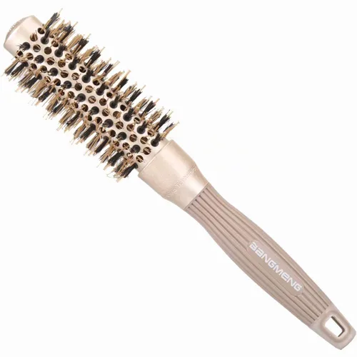 BANGMENG Cepillo redondo con cerdas de jabalí, cepillo de barril redondo para secado por soplado, tecnología iónica de cerámica nano térmica, para