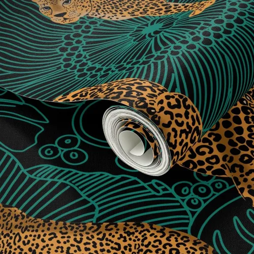 Miniatura 2 de Papel tapiz autoadhesivo de 12 x 2 pies – Leopardo exótico selva negro verde animal África guepardo tigre papel tapiz extraíble personalizado por