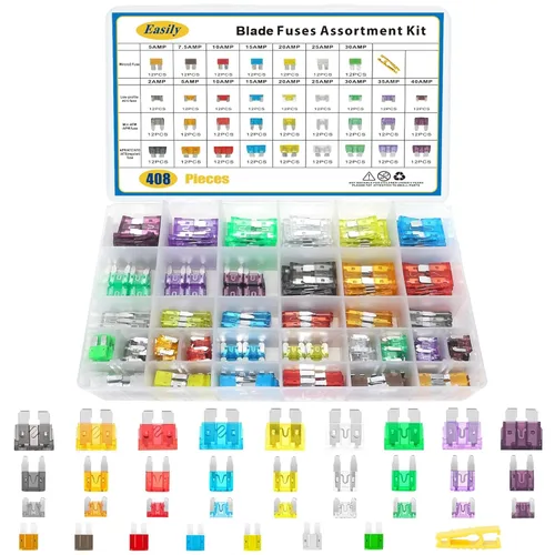 Juego surtido de 408 fusibles para automóvil, mini LP Mini Micro2, fusibles de cuchilla ATO ATC APS ATS APR 2A 5A 7.5A 10A 15A 20A 25A 30A 35A 40A