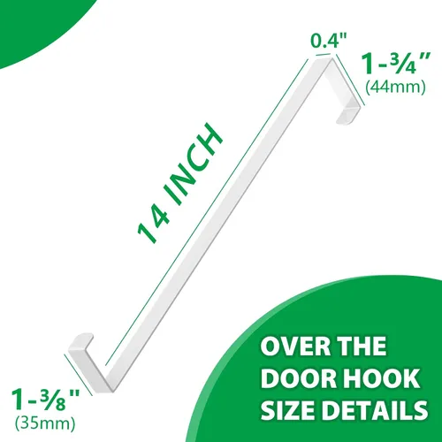 Miniatura 3 de Booda Brand Ganchos para Puerta de 14", Paquete de 4 Ganchos Colgadores Anchos Mejorados que se Ajustan a Puertas de 1-3/4" y 1-3/8" de Ancho