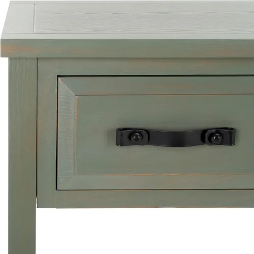 Miniatura 4 de Safavieh colección americana para el hogar Earley Mesa consola de tres cajones Color Negro Envejecido Y Nogal, Madera de olmo, Gris (French Grey)