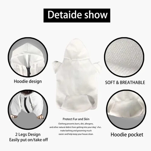 Miniatura 6 de Howilath Disfraz de Halloween de hueso de perro, sudadera con capucha de esqueleto para perro, ropa para mascotas, ropa con cremallera de calavera