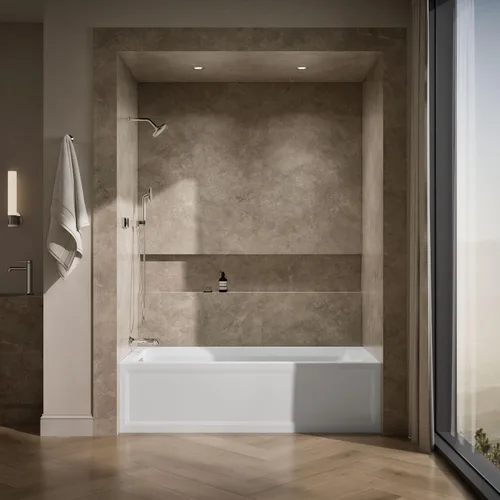 Miniatura 4 de KOHLER K-1125-LA-0 Archer - Bañera acrílica para alcoba (72 x 36 pulgadas), con delantal integral y drenaje a la izquierda, color blanco