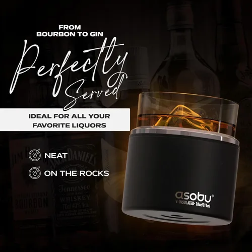 Miniatura 8 de asobu Vaso con funda para whisky, vaso de bourbon aislado con vidrio de rocas de alta calidad, sin BPA, acero inoxidable de doble pared, mantiene