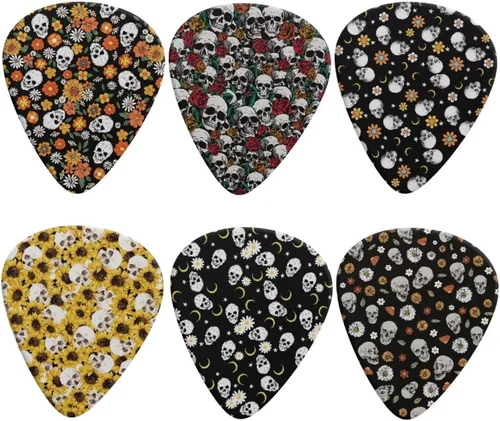 Miniatura 7 de KEIAHUAN Cool Skull - Púas de guitarra – Plectros triángulos clásicos para bajos, guitarras acústicas y eléctricas – Púas pesadas para guitarristas