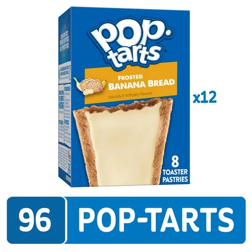 Miniatura 6 de Pop-Tarts - Tostadas, alimentos para el desayuno, bocadillos para niños, pan de plátano glaseado (96 Pop-Tarts)