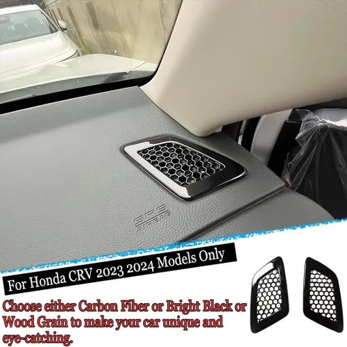 Miniatura 3 de MUXEE 2 piezas Cubierta de ventilación superior de tablero para Honda CRV 2023 2024 2025 2026 - ABS Negro brillante deportivo Accesorios interiores