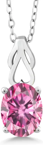 Miniatura 75 de Gem Stone King Collar de plata de ley 925 con piedra natal ovalada de 0.354 x 0.276 in Collar con colgante solitario para mujer Con cadena