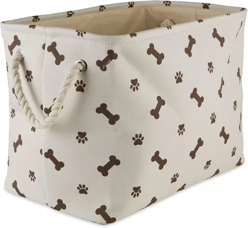 Miniatura 20 de Bone Dry - Colección de almacenamiento para mascotas con diseño de huella de pata y hueso, rectángulo pequeño, 14x8x9 pulgadas, color rosa 2-Rosa