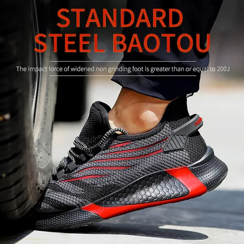 Miniatura 5 de Zapatos de trabajo de seguridad ligeros con cordones antideslizantes para mujer, con puntera de acero, zapatos de tenis industriales