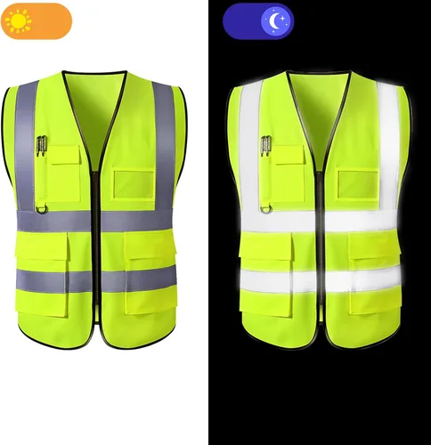 Miniatura 3 de Aolun Chalecos de seguridad de alta visibilidad, chaleco reflectante con bolsillos, logotipo personalizado, ropa de trabajo protectora para hombres