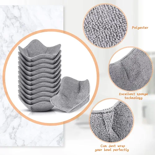 Miniatura 3 de Patelai 12 piezas de soportes para tazones aptos para microondas de poliéster, soportes para tazones calientes que protegen tus manos de platos Gris