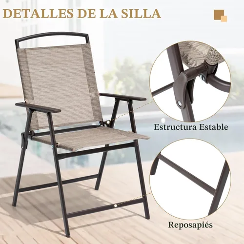 Miniatura 3 de Crestlive Products Juego de 4 sillas plegables para patio, paquete de 4, sillas de comedor al aire libre con reposabrazos para campamento, playa