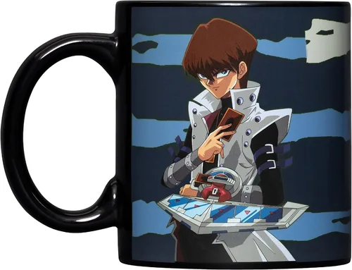 Surreal Entertainment YU-GI-OH Kaiba y ojos azules monstruo dragón blanco cambio de calor taza de café de cerámica negro