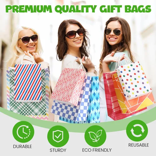 Miniatura 5 de Tenceur 28 bolsas de regalo de varios tamaños, bolsas de regalo de papel a granel, bolsa de favor de fiesta con asa para bodas, día de San Valentín