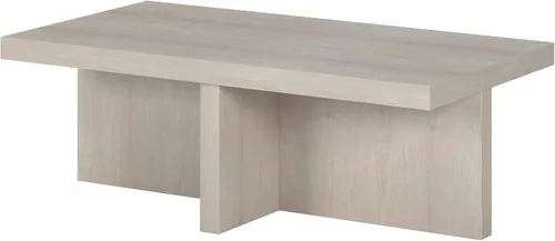 Miniatura 5 de Henn&Hart Mesa de centro rectangular de 44 pulgadas con pedestal de madera de bajo perfil para sala de estar, habitación familiar u oficina