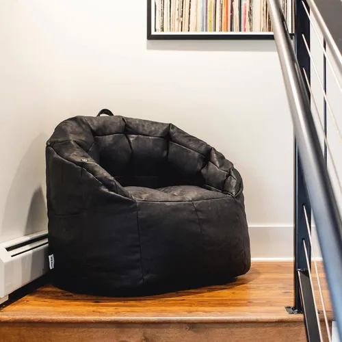 Miniatura 2 de Big Joe Milano - Silla de Puf con Cuero Montana Negro Vibe