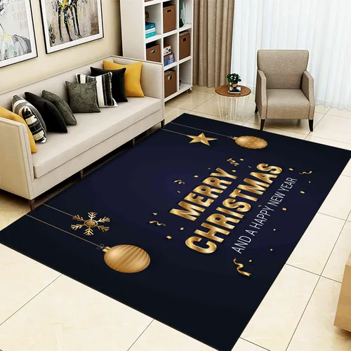 Miniatura 7 de Alfombra de área de decoración de habitación de Feliz Navidad, 2 x 3 pies, alfombra de árbol de Navidad con copos de nieve para dormitorio, alfombra