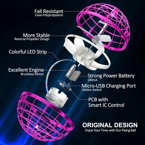 Miniatura 2 de LEMATRIX Juguete de bola de orbe volador, bola flotante Boomerang Fly Fidget Spinner, juguetes geniales regalos para niños de 6, 7, 8, 9, 10, 11, 12