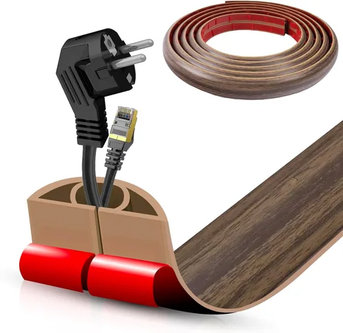 Miniatura 20 de Cubierta autoadhesiva para cables de suelo, gestión de cables de 3.3 pies, protector de tira de extensión para cables, evita tropiezos de cables