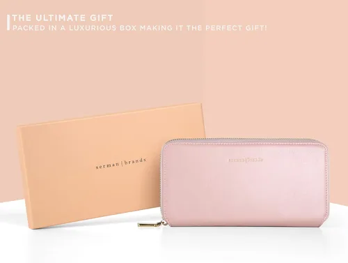 Miniatura 6 de SERMAN BRANDS Billeteras clásicas de embrague para mujer con bloqueo RFID. Cartera con soporte para teléfono