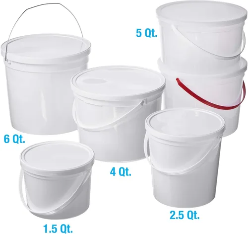 Miniatura 7 de Consolidated Plastics Cubo con asa, polipropileno, 1.5 cuartos de galón, blanco, 10 piezas