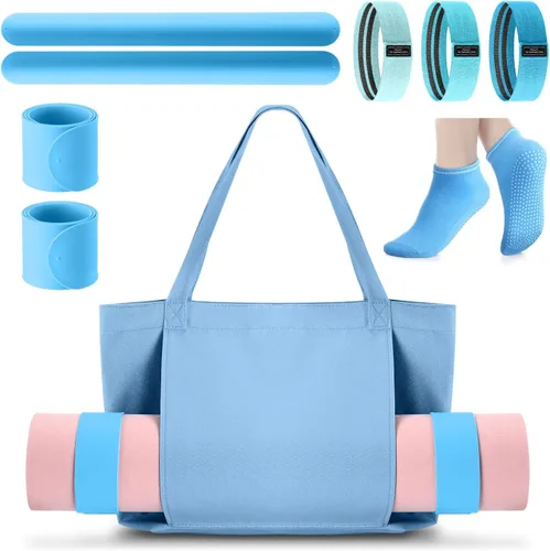 Miniatura 13 de Conjunto de bolsa de yoga Halloscume para mujeres que incluye bolsa tote para esterilla de yoga, banda de resistencia Booty, calcetines deportivos