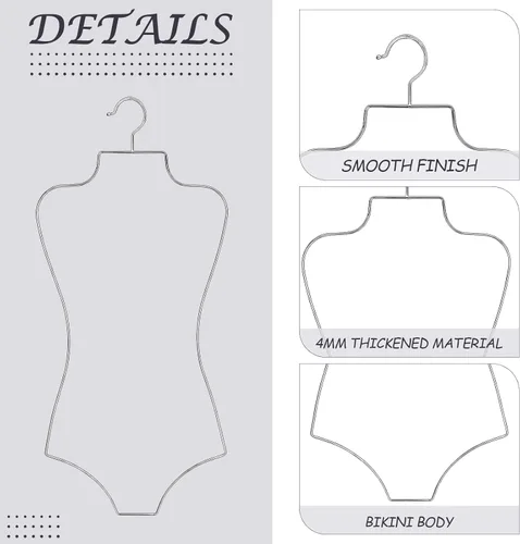 Miniatura 3 de Lounsweer Paquete de 30 perchas para traje de baño, para bikini, lencería de alambre, con forma de cuerpo completo, soporte de metal para brasieres