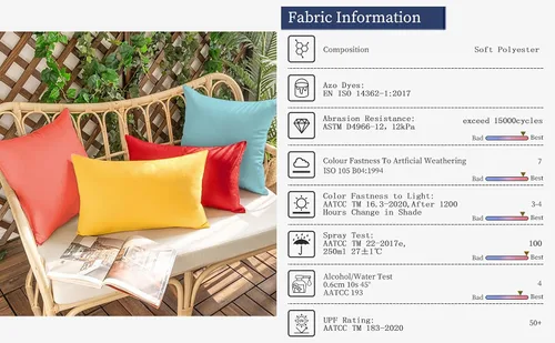 Miniatura 7 de VAKADO - Juego de 2 fundas de cojín decorativas impermeables para exteriores, 16x16 pulgadas, para sofá, jardín, banco, porche, decoración de Aqua
