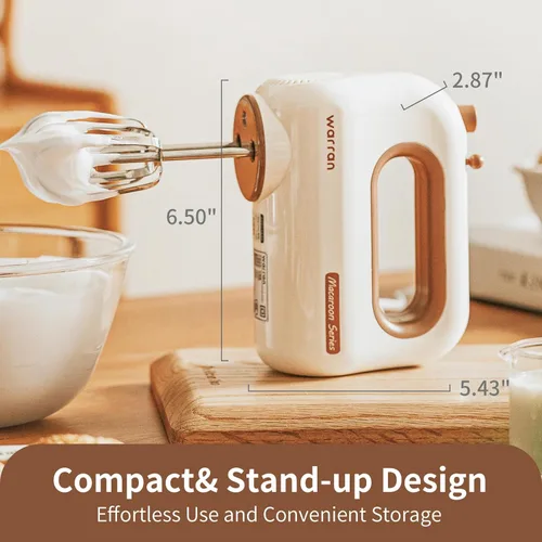Miniatura 7 de Batidora de mano eléctrica compacta y ligera de 300W, con potente motor DC silencioso para hornear, pasteles, brownies, masa para galletas, ideal
