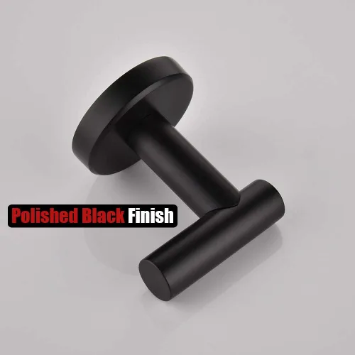 Miniatura 8 de JQK TH100-PB-P4 - Gancho negro para toallas de baño, cocina, garaje, montaje en la pared (paquete de 4), acero inoxidable 304 negro mate, TH100-PB-P4