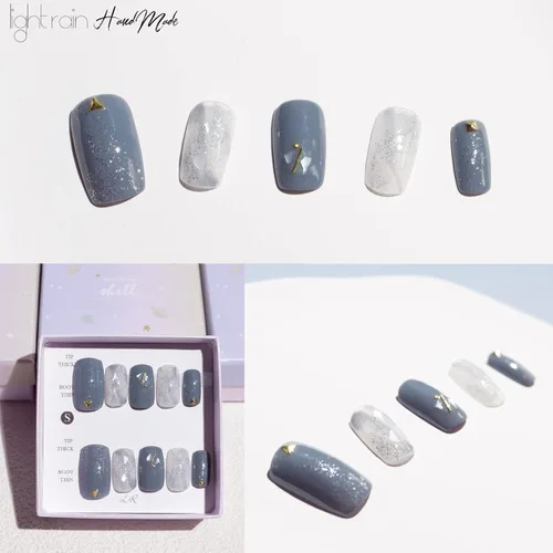 Miniatura 4 de LIGHT RAIN - Uñas a presión medianas con diseño de galaxia Andromeda, de lujo, reutilizables, de siete capas, con acabado UV, uñas postizas hechas a